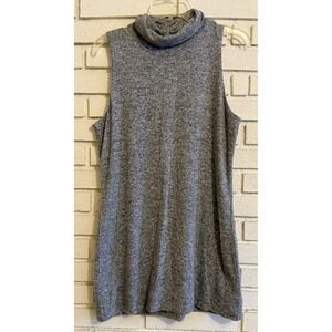 White‎ House Black Market Mock Neck Sweater Long Tank Top Size Large - Gray